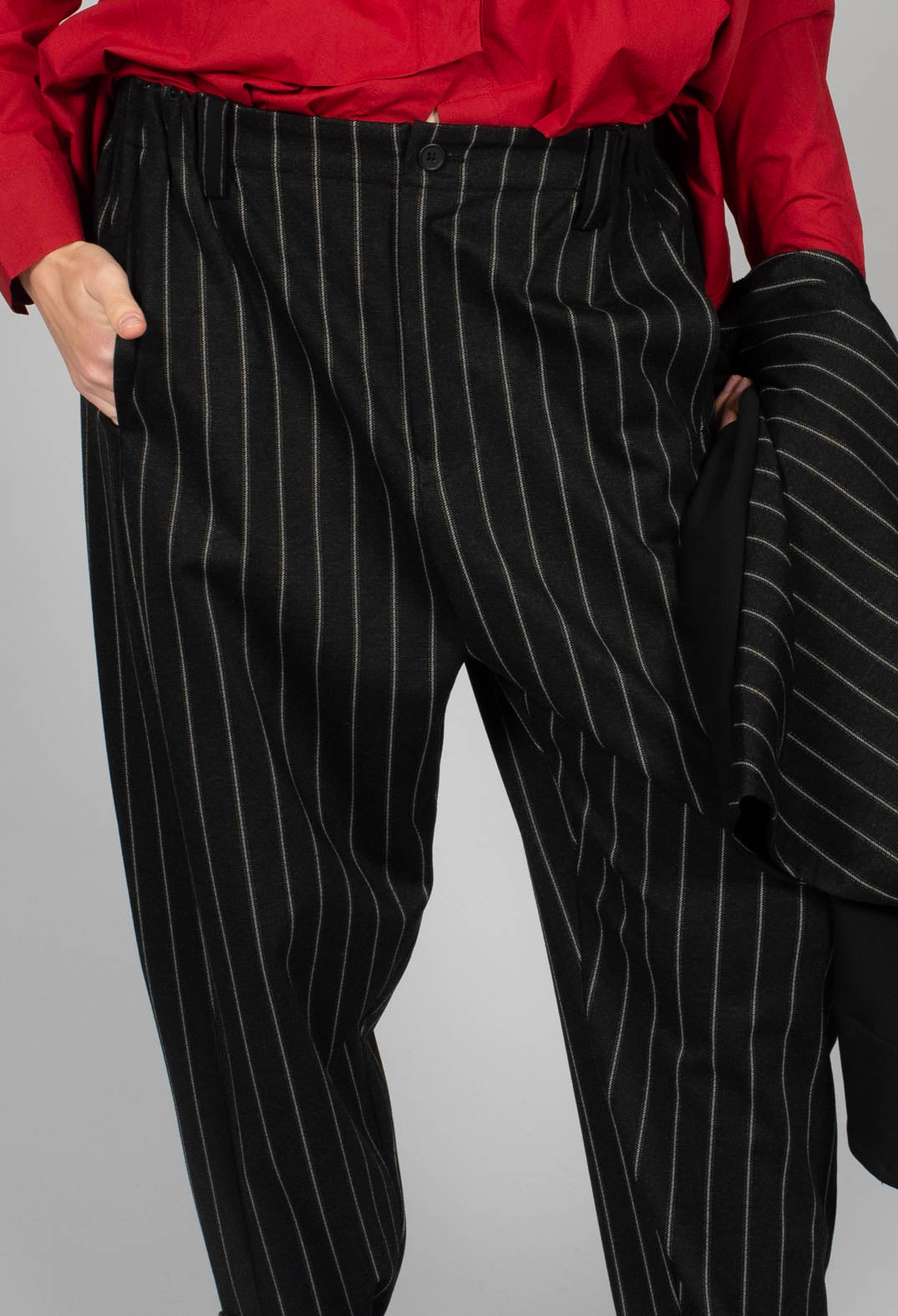 Pinstripe Trouser in Black