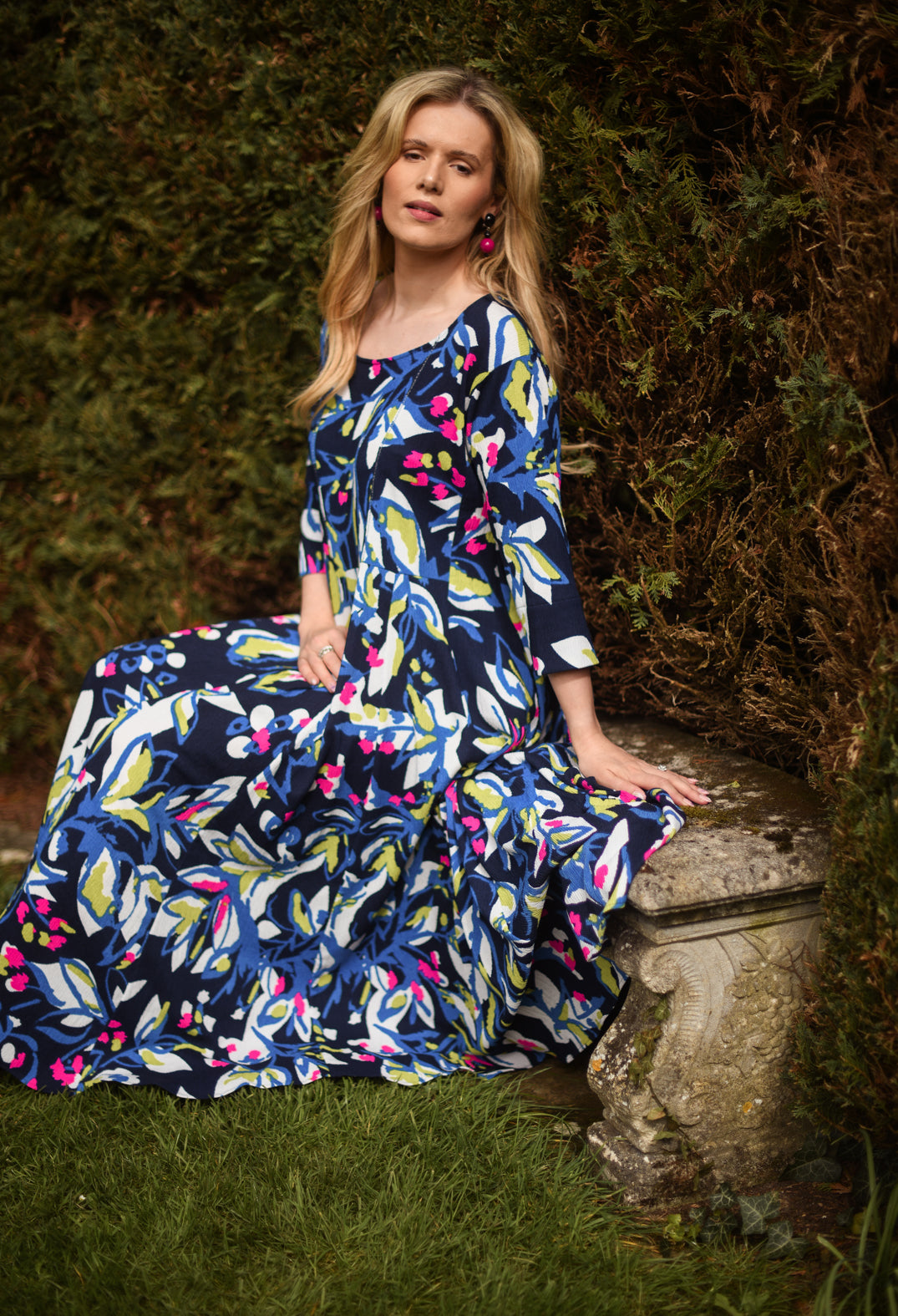 Frivolity Dress in Blue Leaf