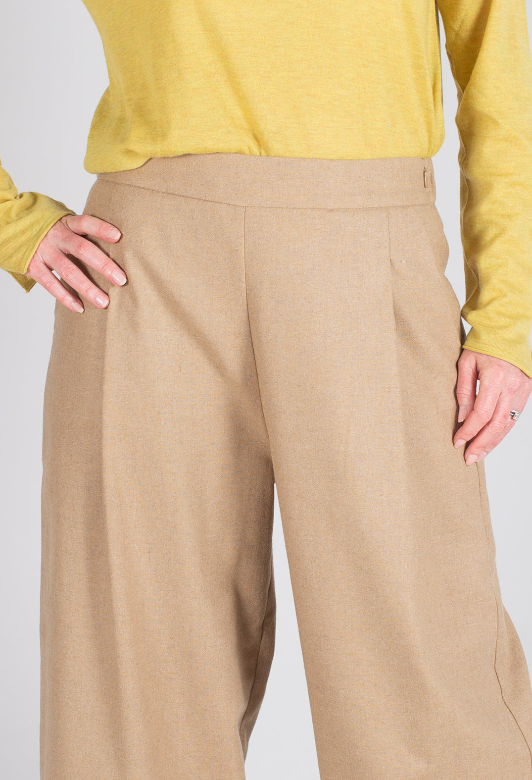 Wide Leg Woven Culottes in Beige