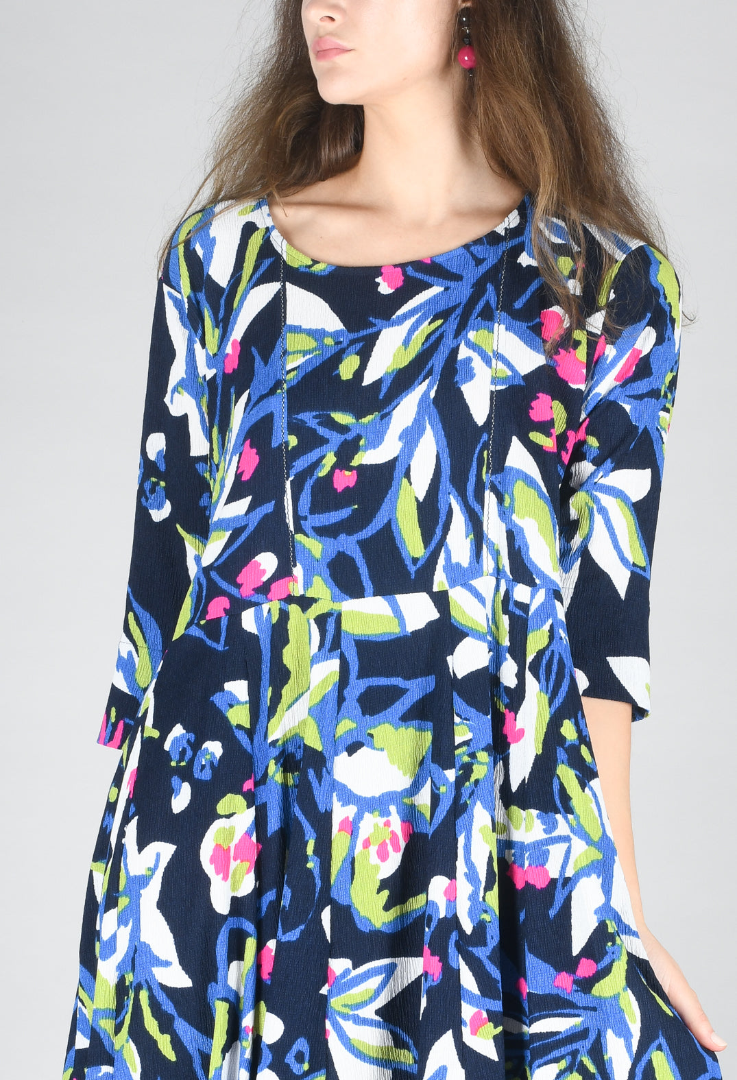 Frivolity Dress in Blue Leaf