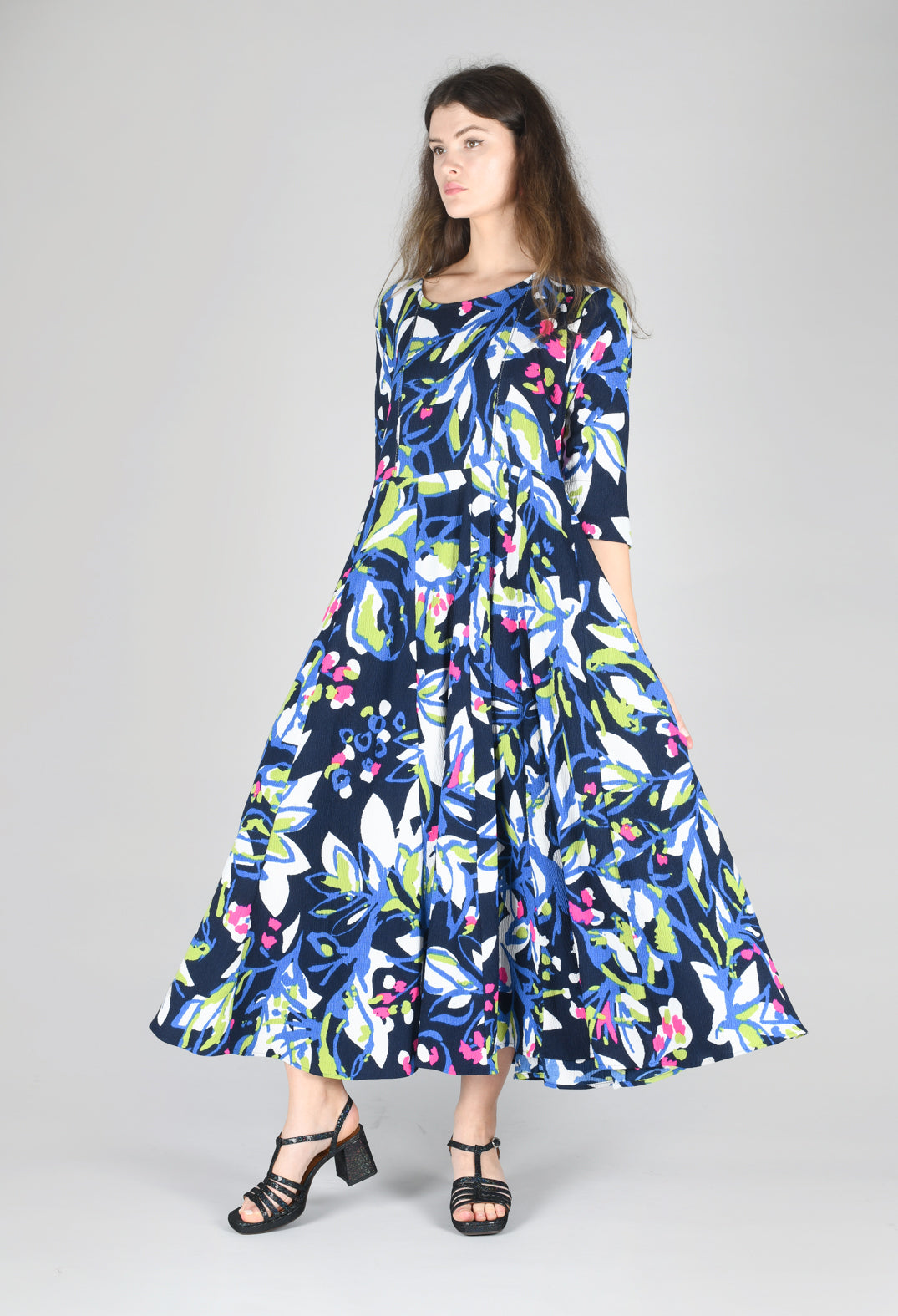 Frivolity Dress in Blue Leaf