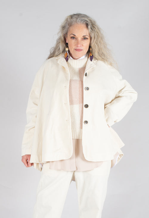 Cotton Flare Button Coat in Butter