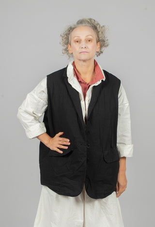 Sleeveless Big Blazer CC in Black