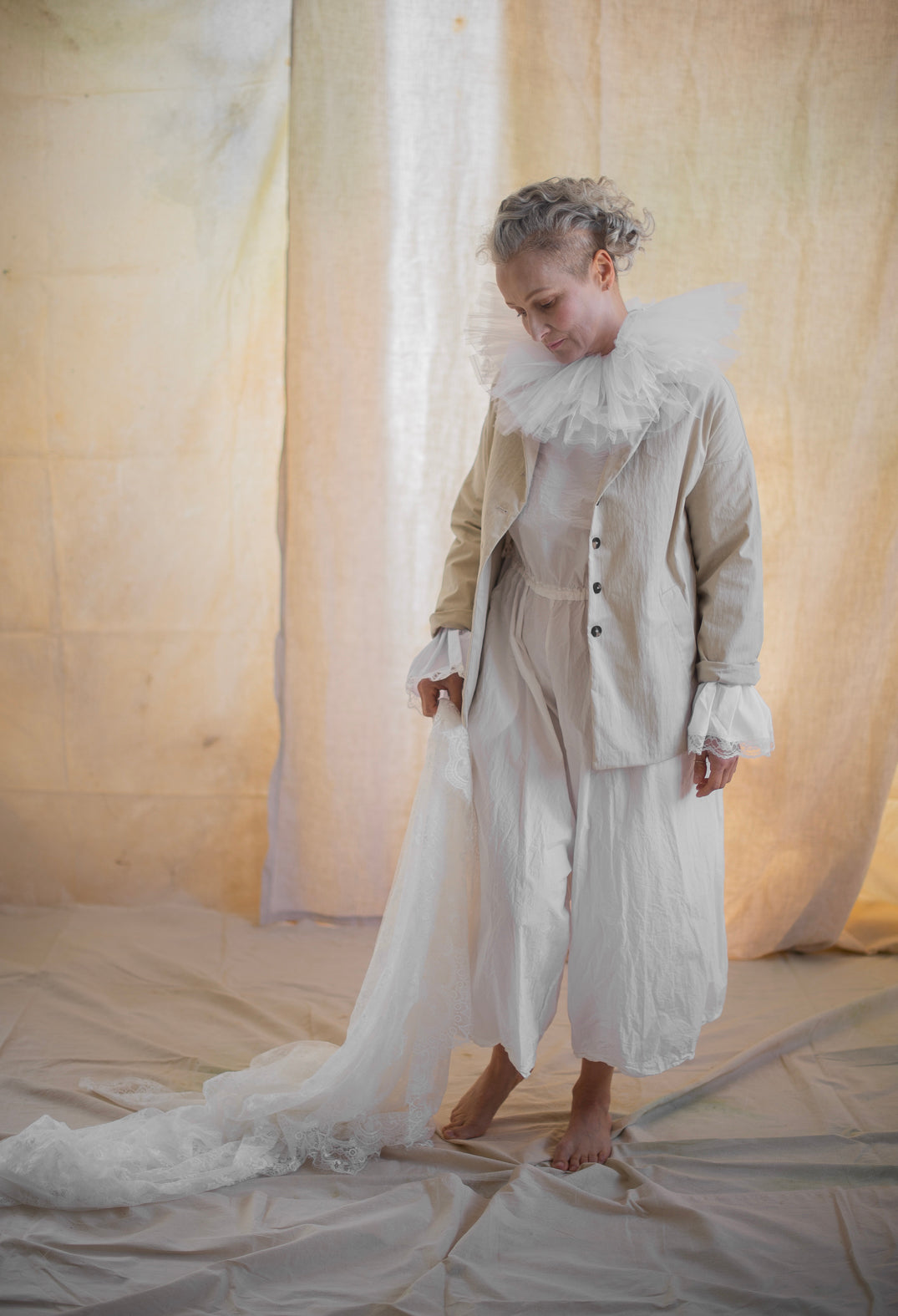 Loose Blazer WG in Stone