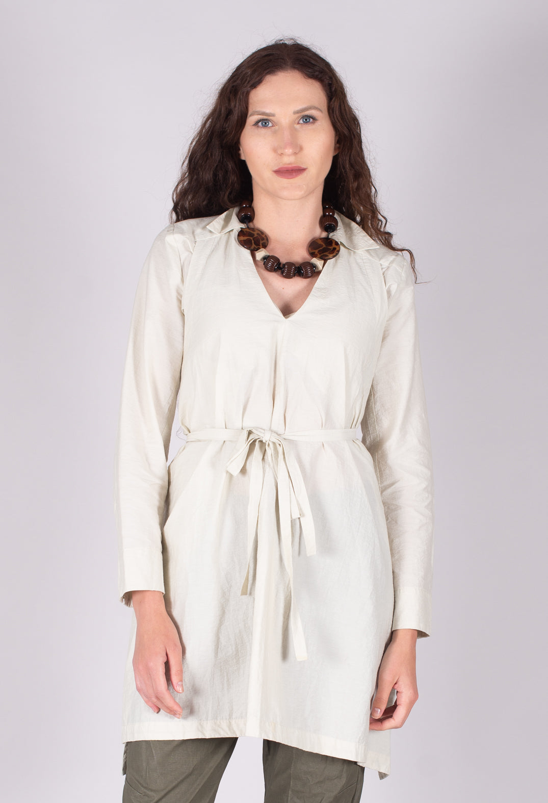 Poplin Len Shirt in White Clay