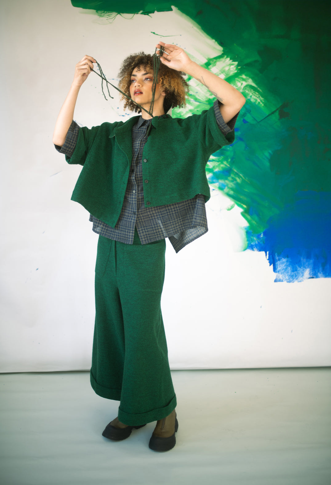 Pocket Wool Trousers in Forest