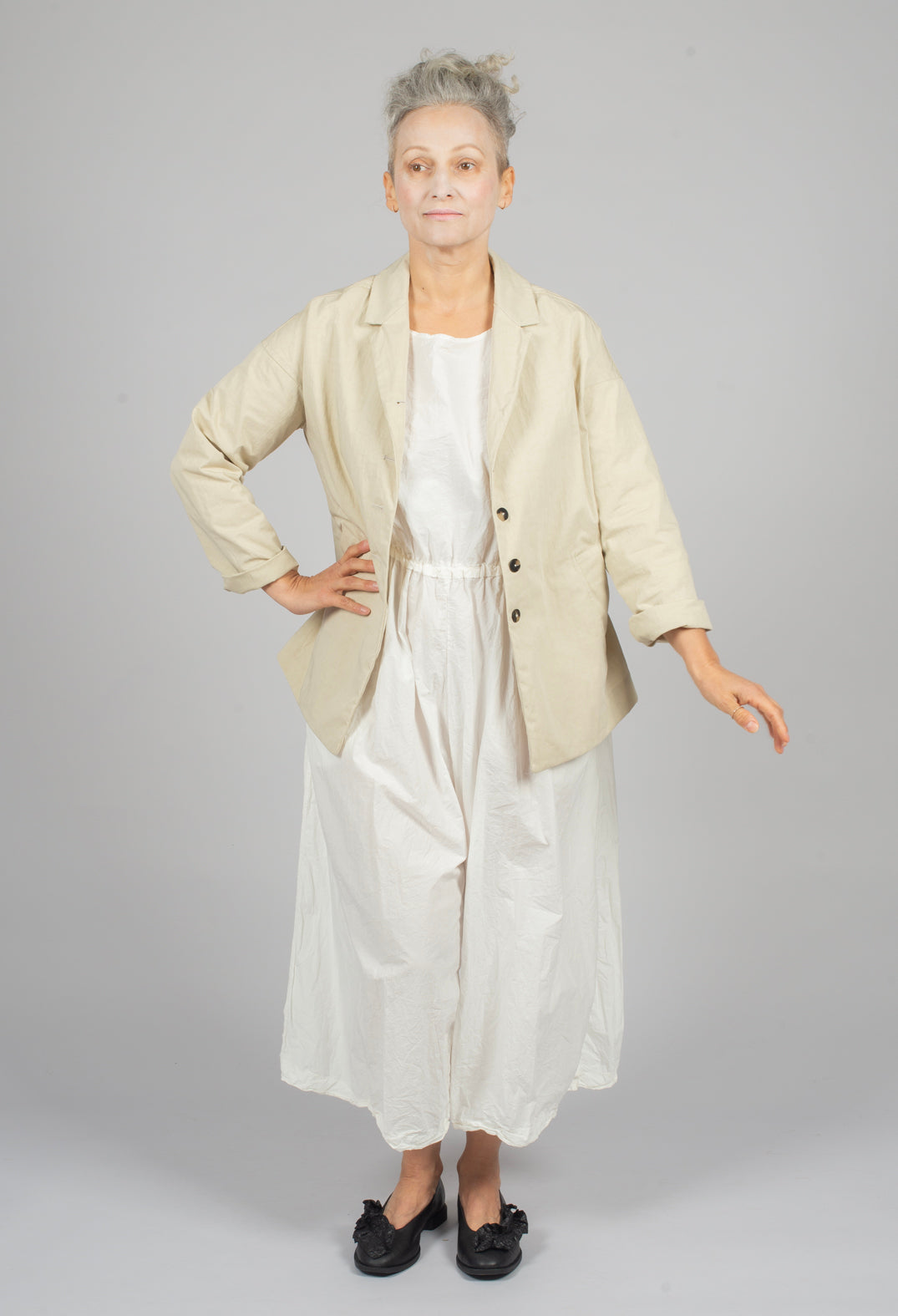 Loose Blazer WG in Stone