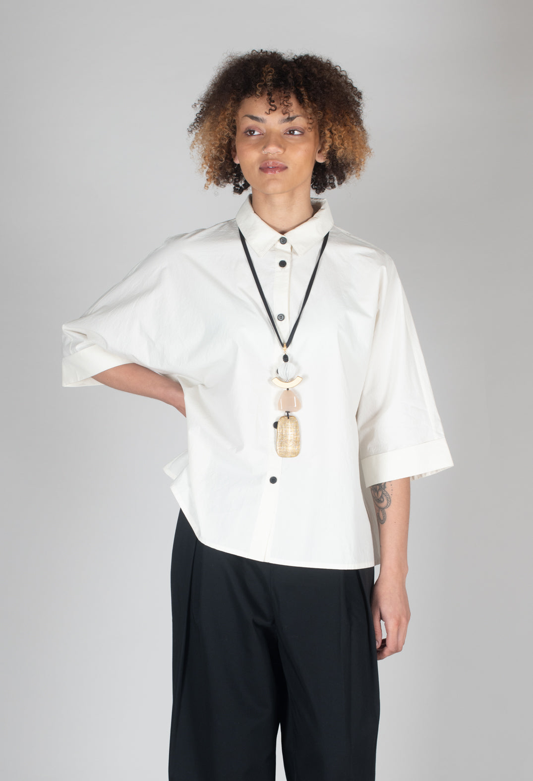Oversized Cotton Shirt in Milk