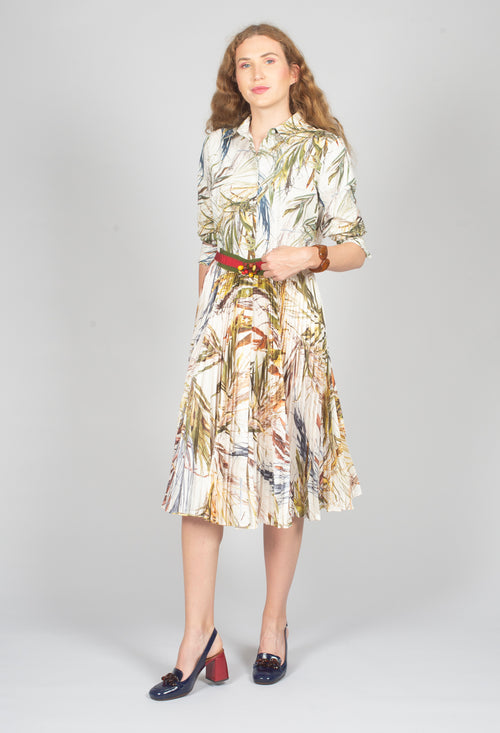 Pleated Shirt Dress in Bamboo