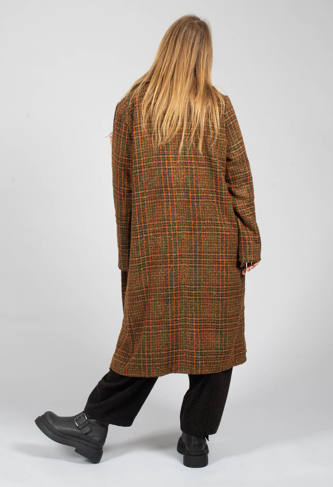 Brooch Detail Overcoat in Original Orange