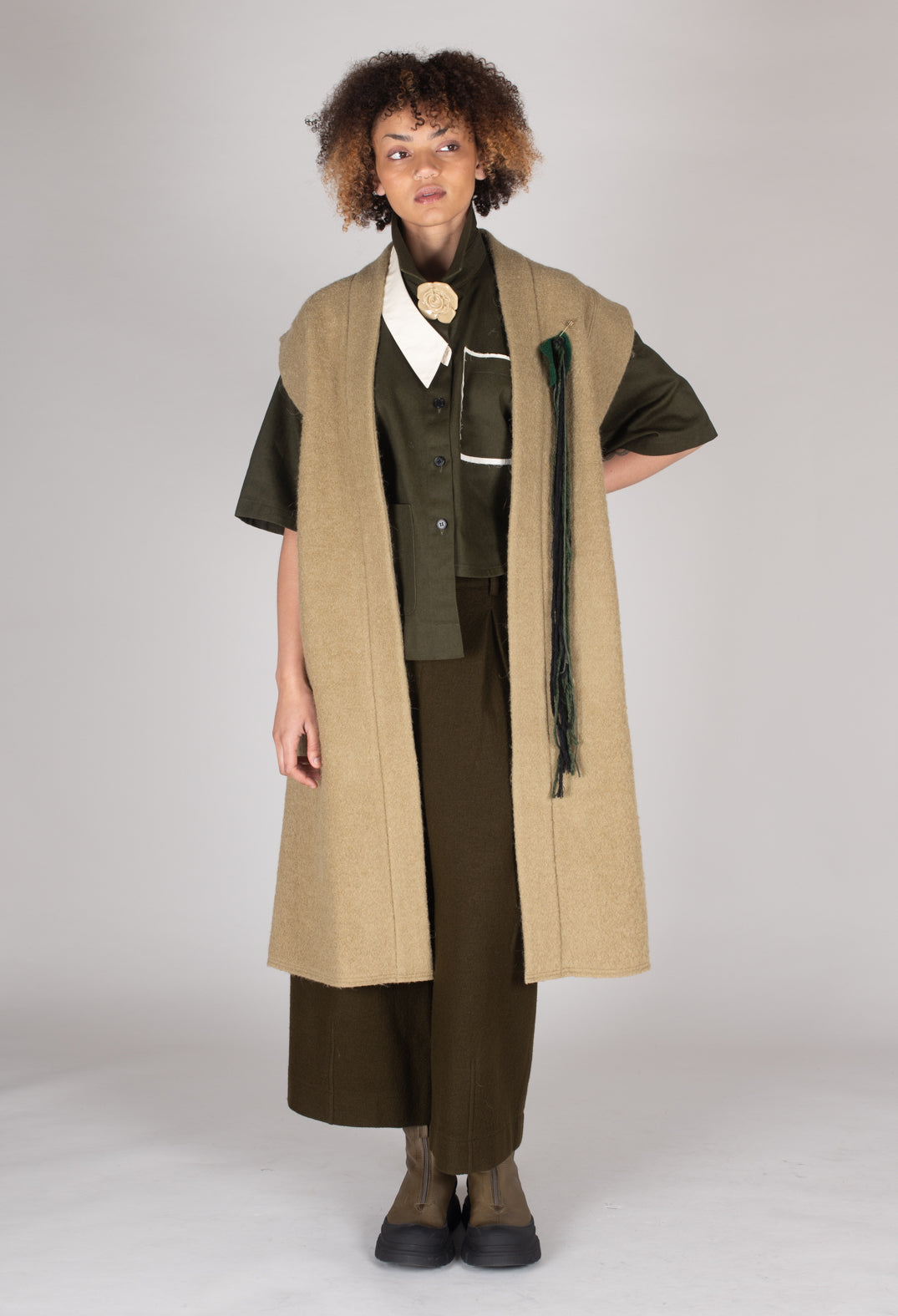 SOH Longline Gilet in Camel | Olivia May
