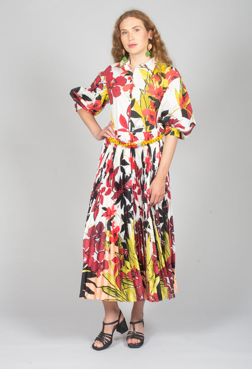 Pleated Shirt Dress in Idem/Floral Jungle