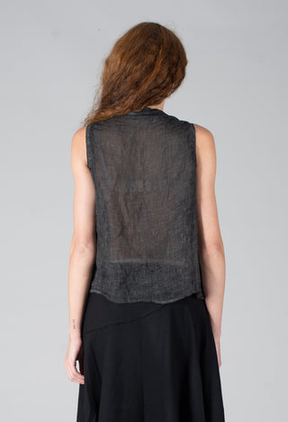 Ruffled Sleeveless Top in Black
