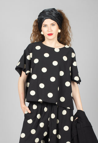 Spotted Short Sleeve Top in Black