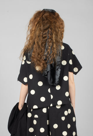 Spotted Short Sleeve Top in Black