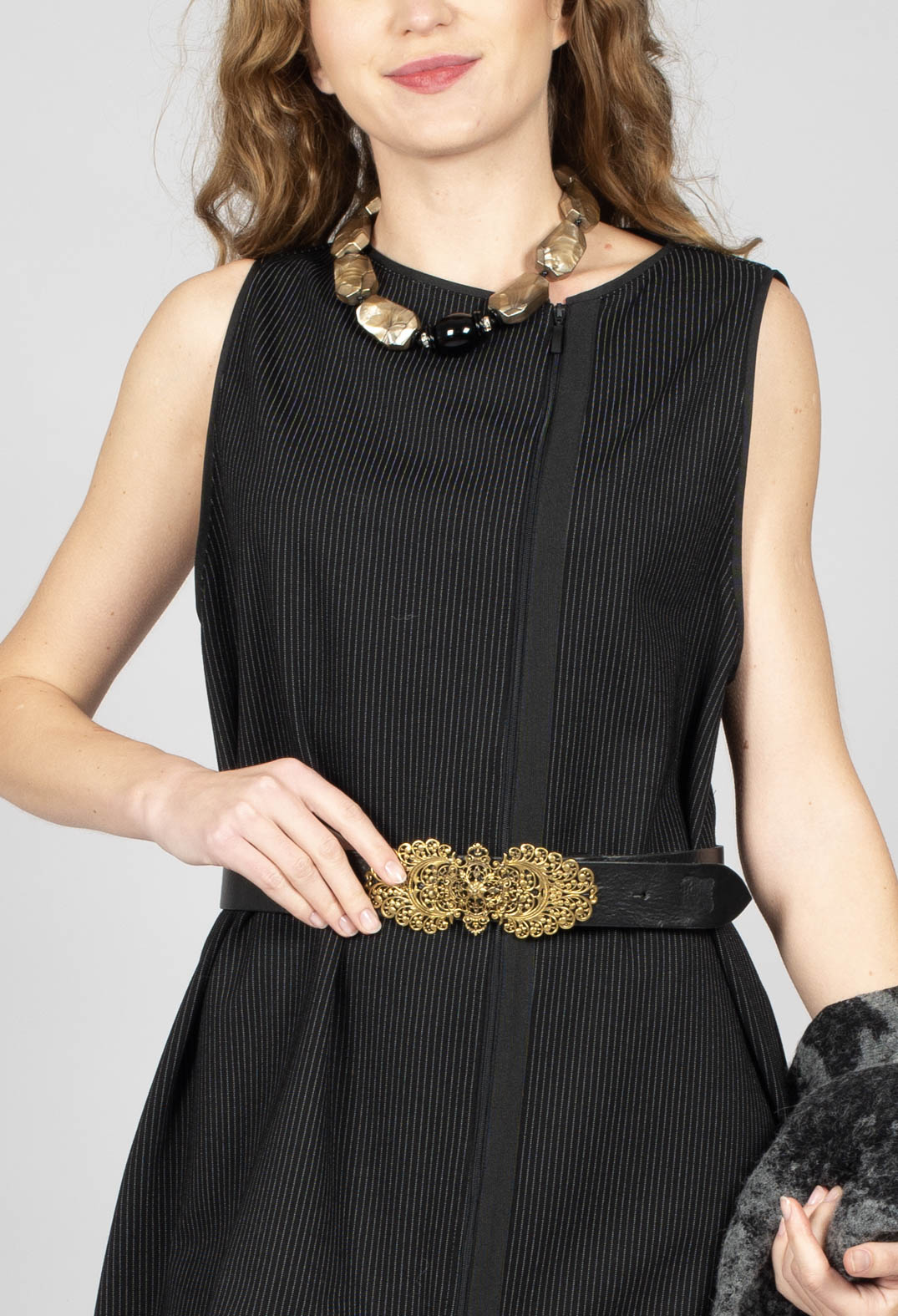 Prim Dress in Black with White Stripes