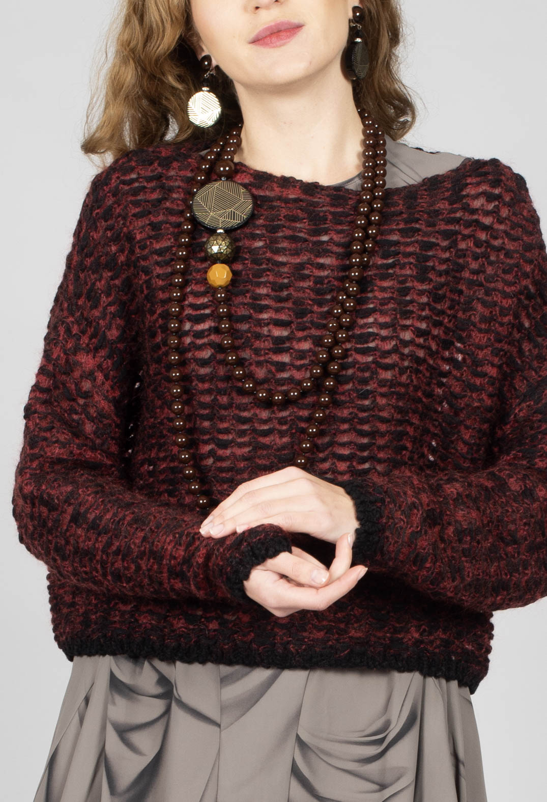 Open Knit Sweater in Scarlett Red