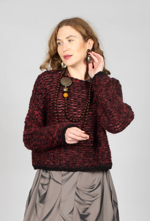 Open Knit Sweater in Scarlett Red