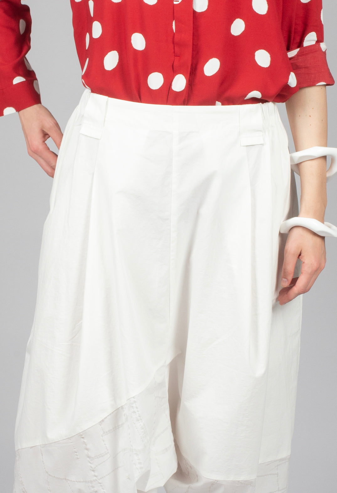 Drop Crotch Balloon Trousers in White