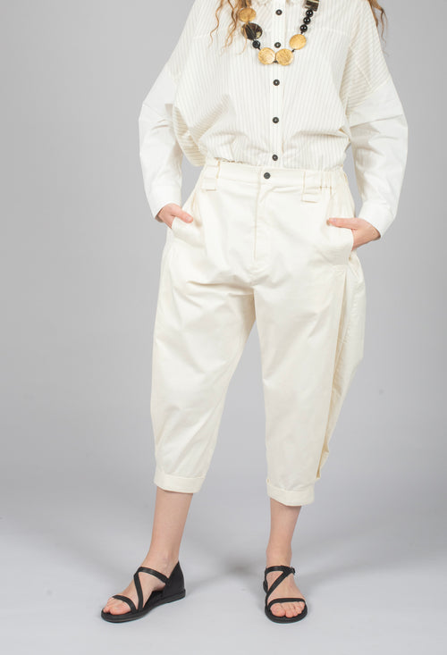 Turn Up Trouser in Cream