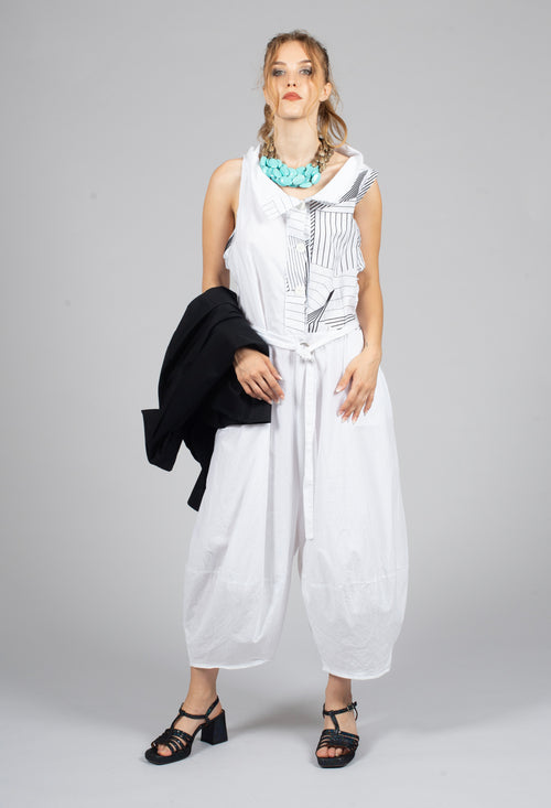 Five Overalls in White Black