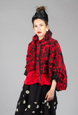 Cropped Jacket in Red Print