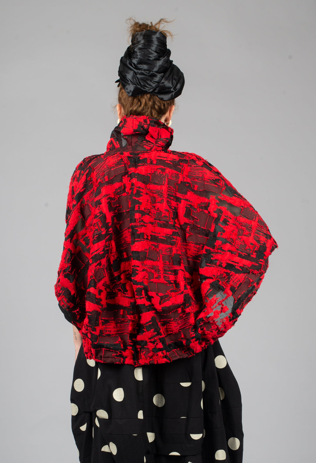Cropped Jacket in Red Print