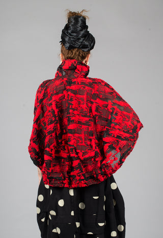 Cropped Jacket in Red Print