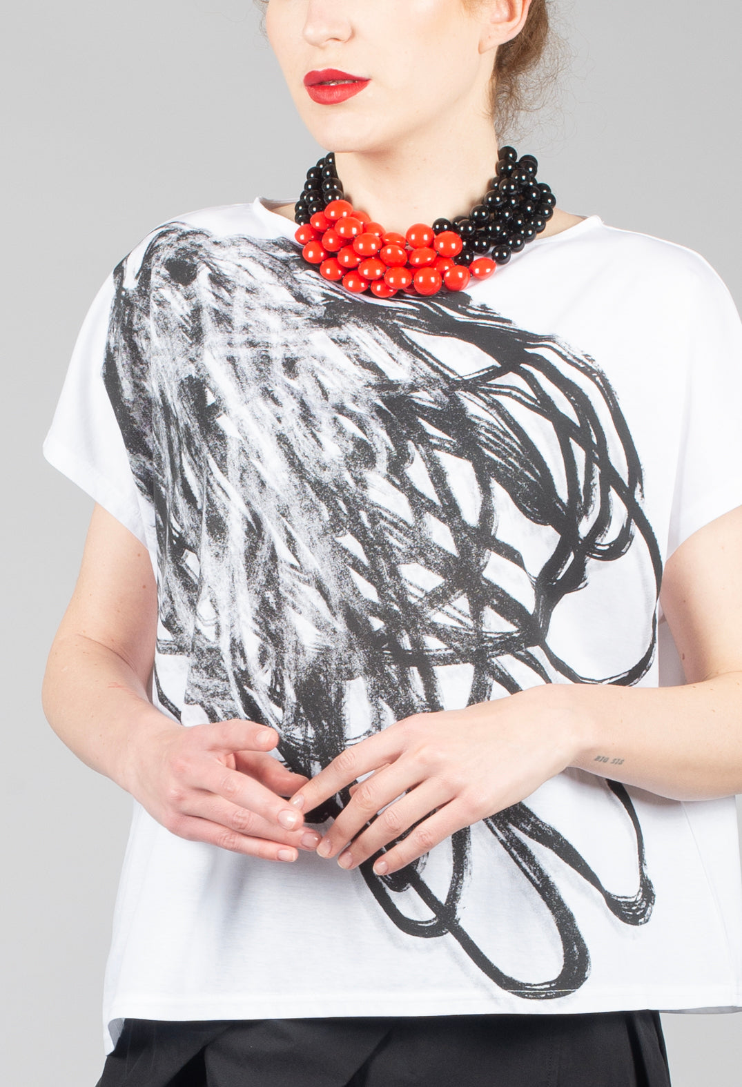 Scribble Print Pullover in White