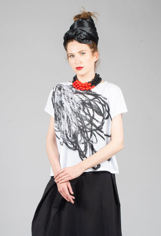Scribble Print Pullover in White