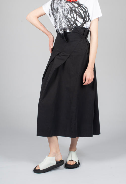 Skirt with Pleated Waist Detail in White
