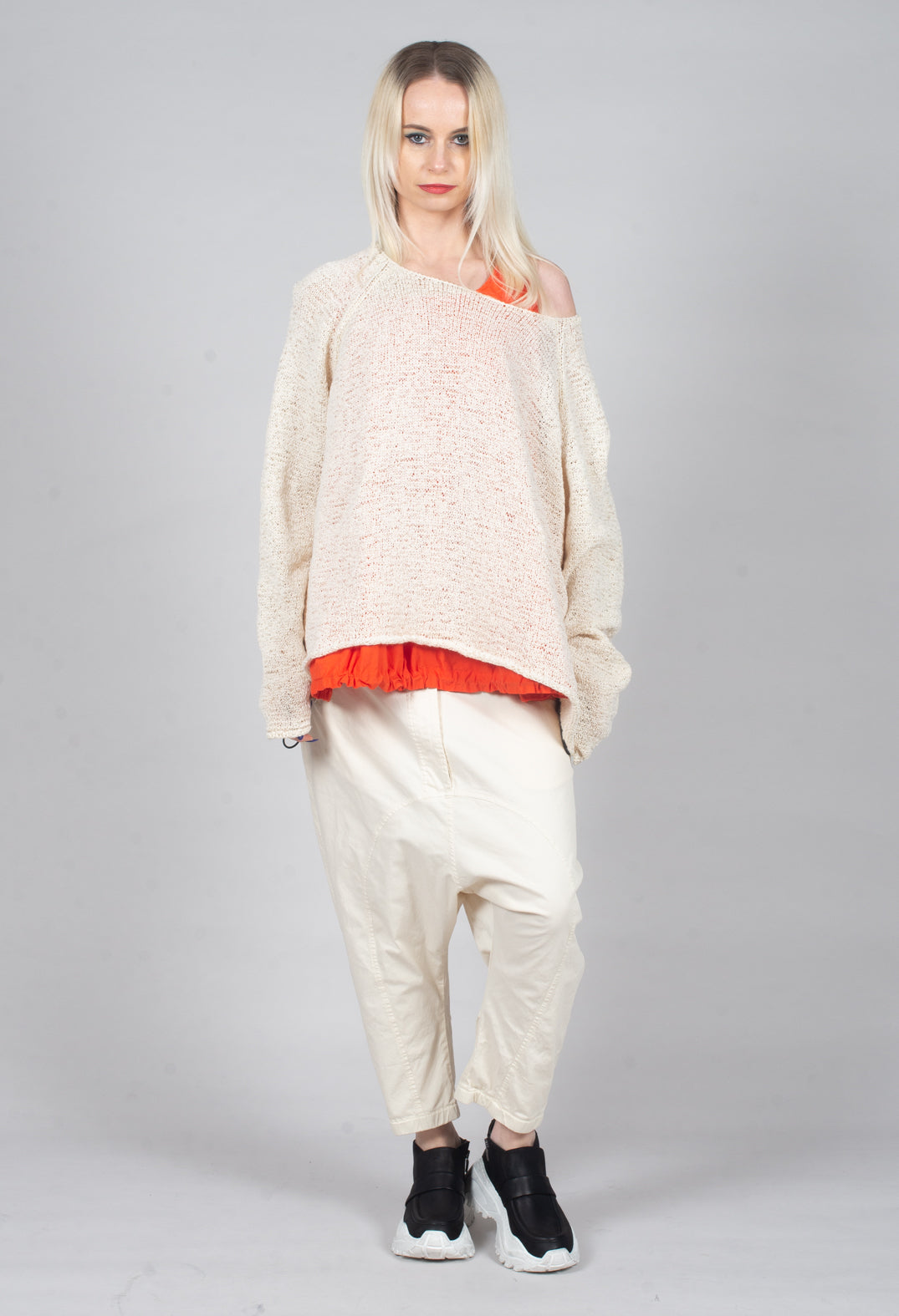 Sheer Vest Top with Adjustable Pull Toggles in Mandarine