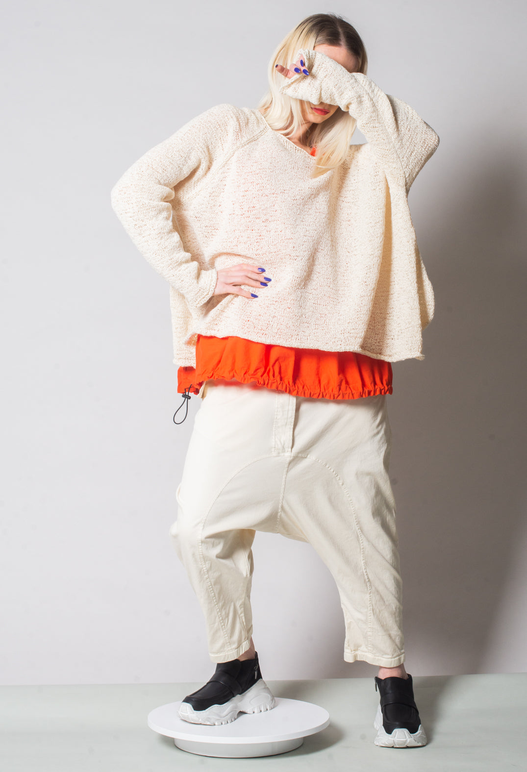 Sheer Vest Top with Adjustable Pull Toggles in Mandarine