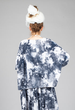 Sleeveless Top in Blue and White Print