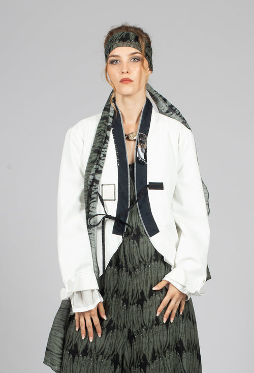 Collarless Jacket in Original White