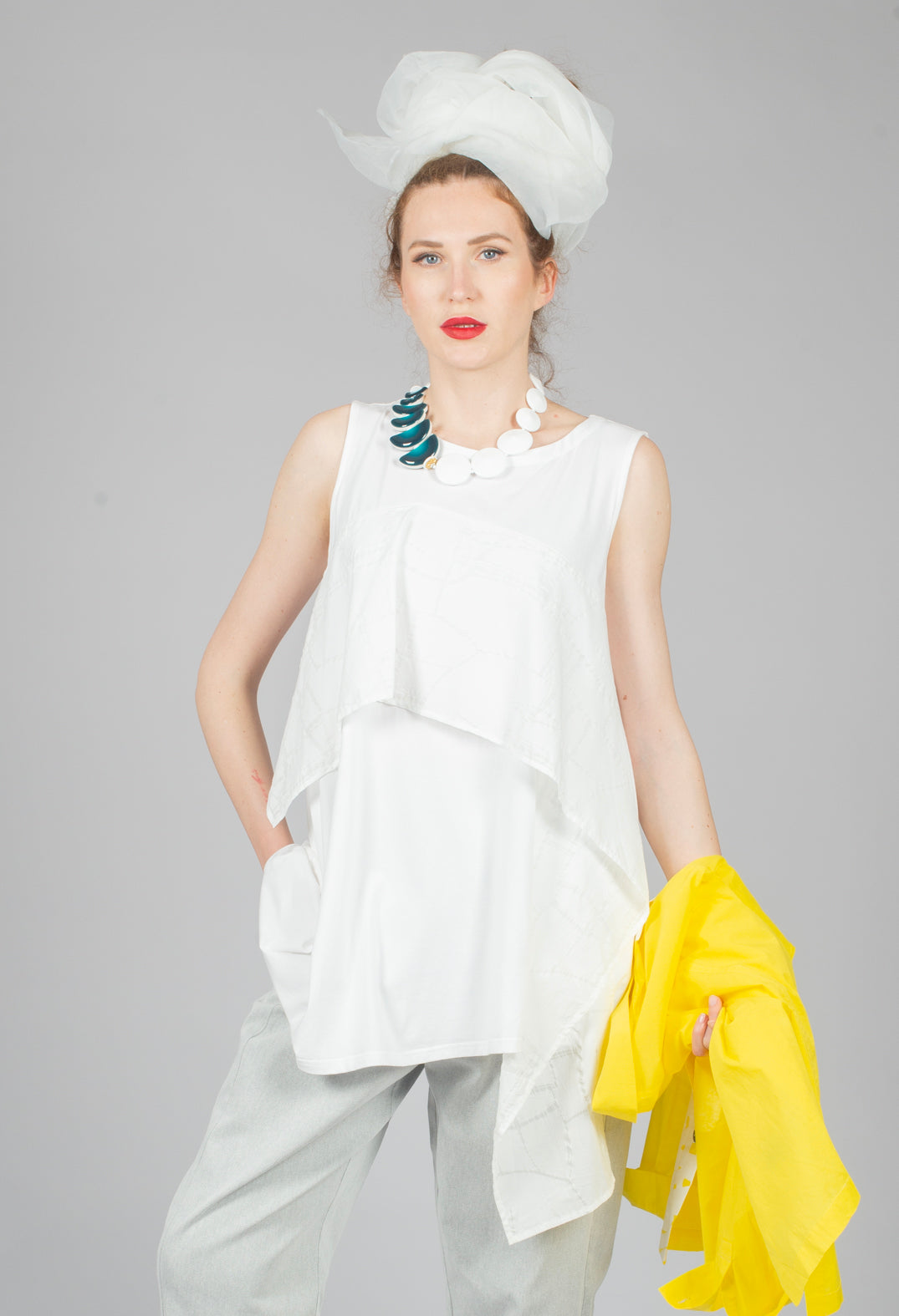 Sleeveless Tunic Dress in White