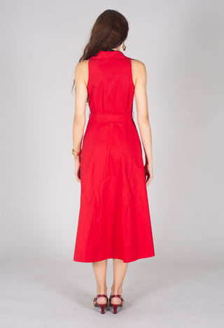 Collared Sleeveless Dress in Chili Pepper