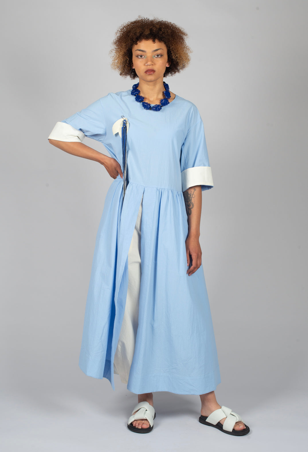 Open Tunic Dress in Sky Blue