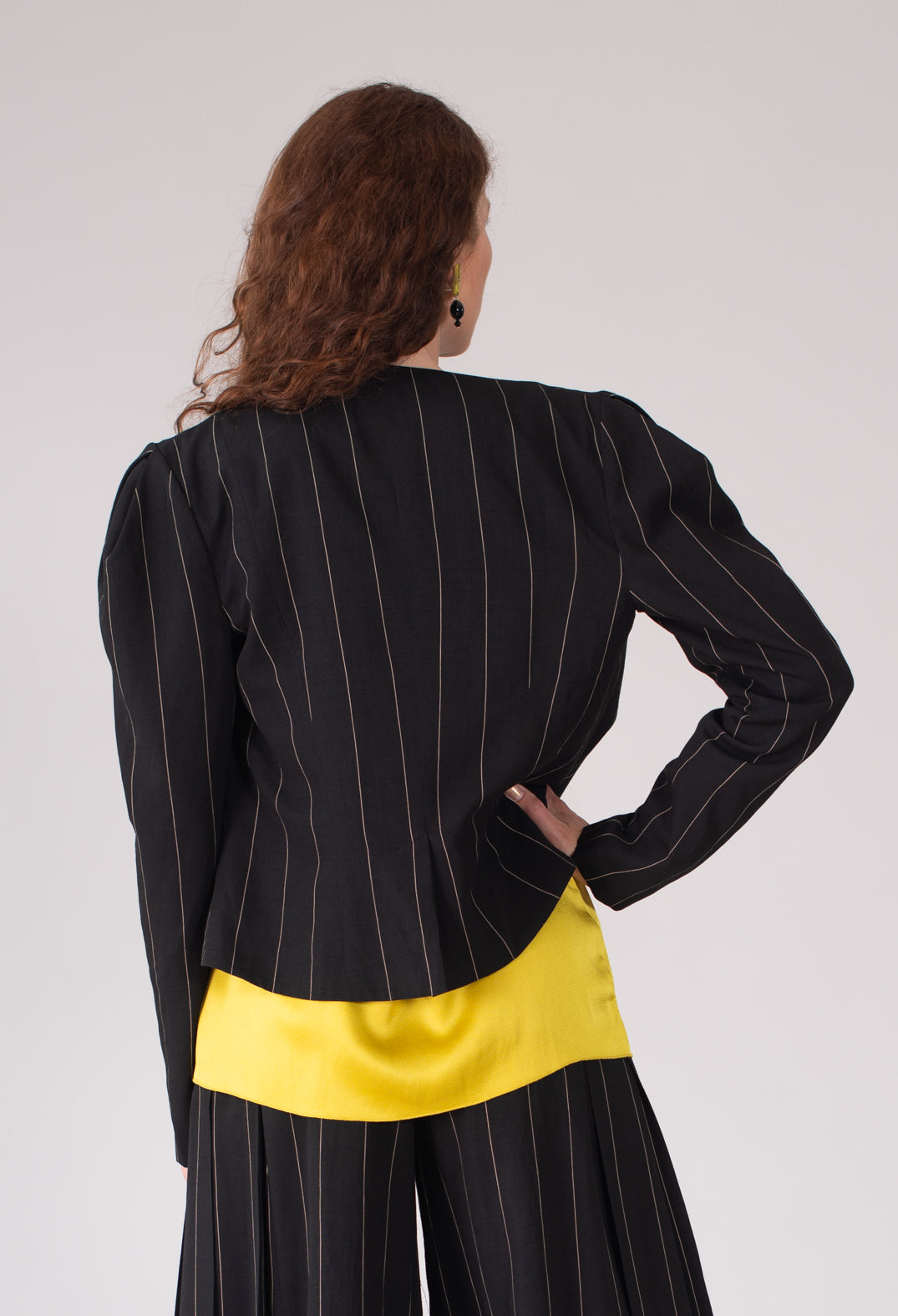 Pinstripe Blazer in Nero