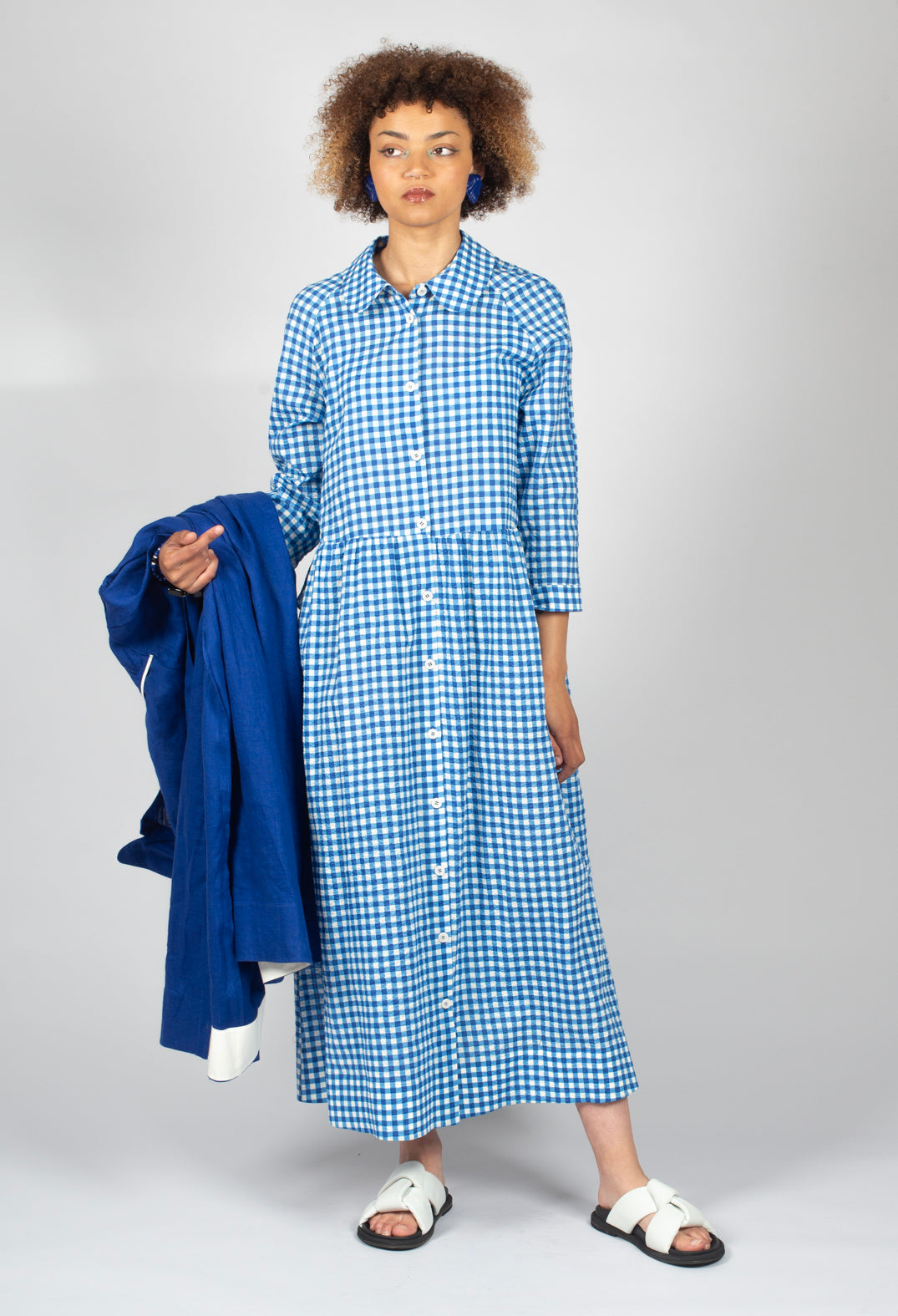 SOH Gingham Shirt Dress in Blue Check | Olivia May SOH Gingham Shirt Dress in Blue Check | Olivia May