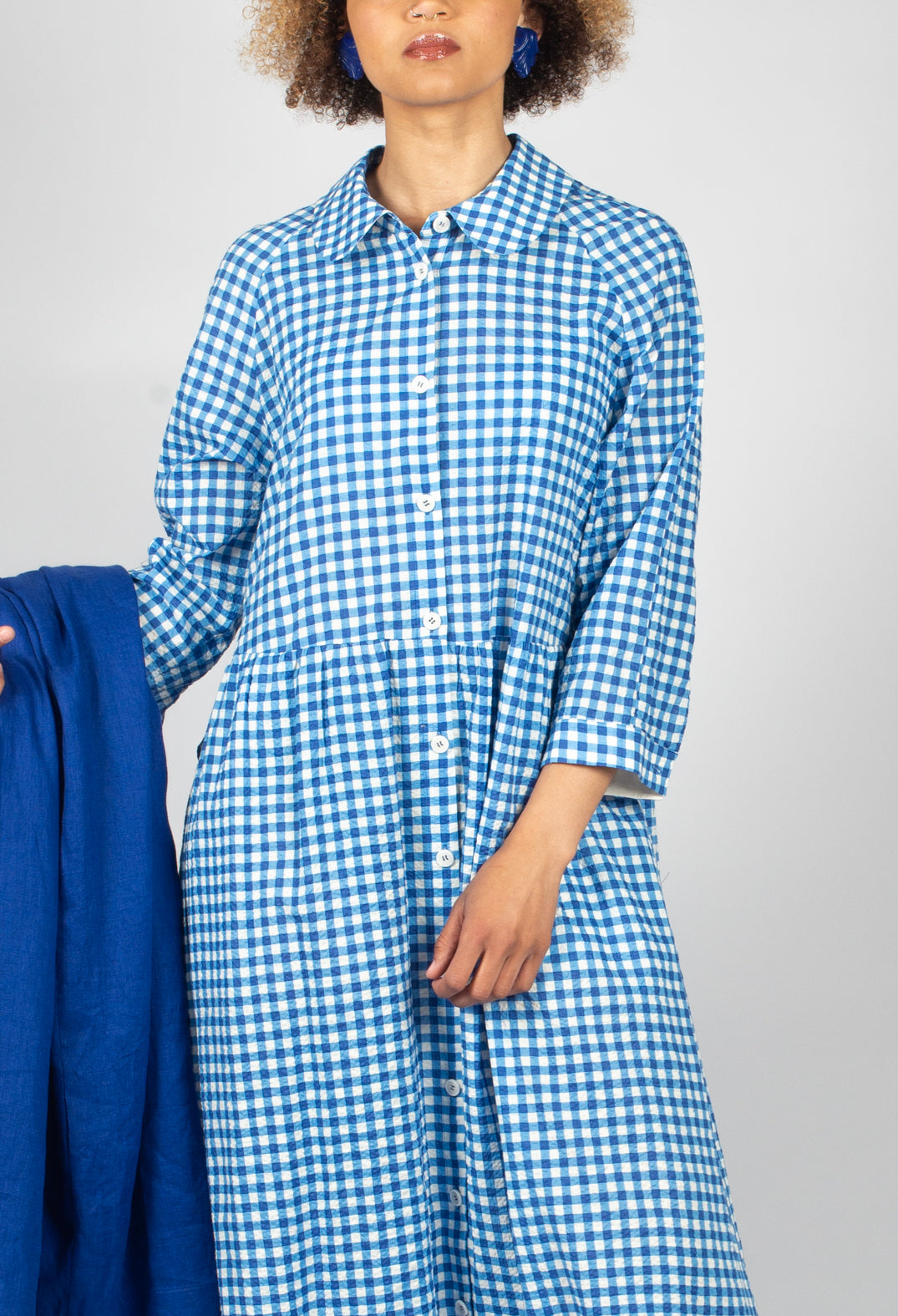 SOH Gingham Shirt Dress in Blue Check | Olivia May SOH Gingham Shirt Dress in Blue Check | Olivia May