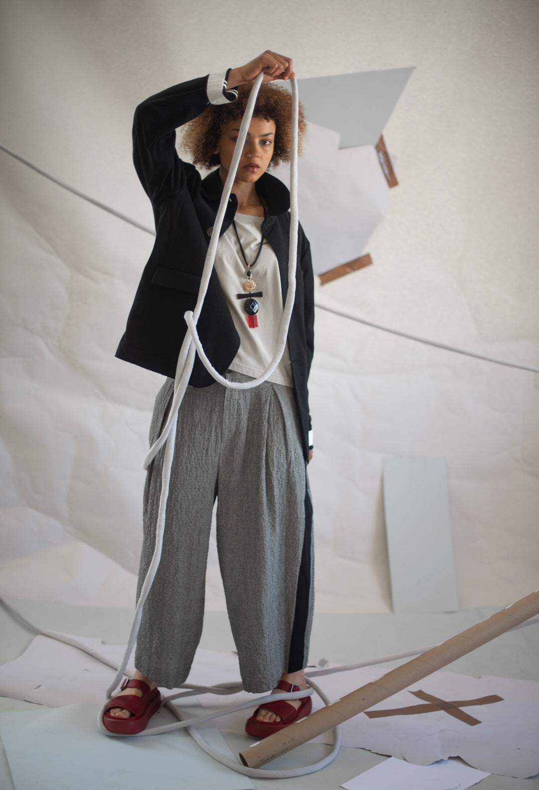 Cropped Trousers in Black and White