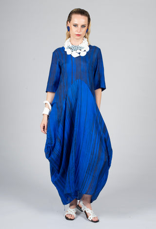 Miriam Dress Round Neck in Blue and Cobalt