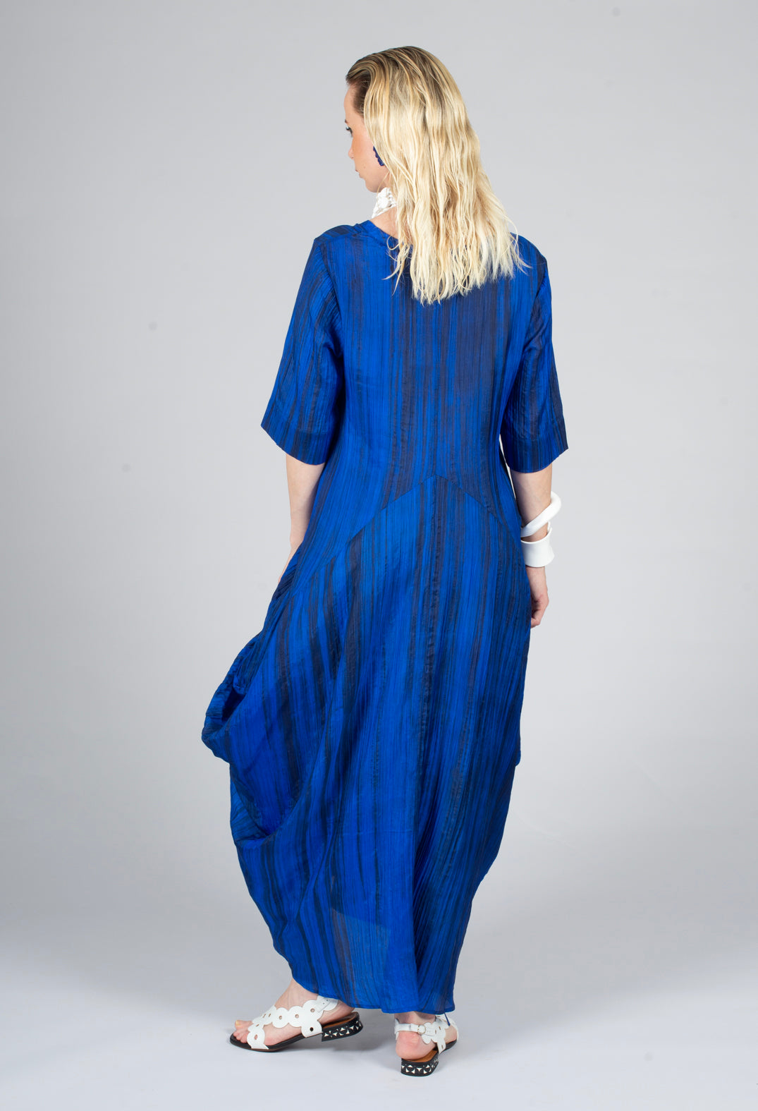 Miriam Dress Round Neck in Blue and Cobalt