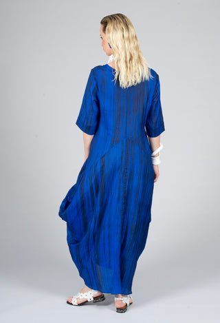 Miriam Dress Round Neck in Blue and Cobalt
