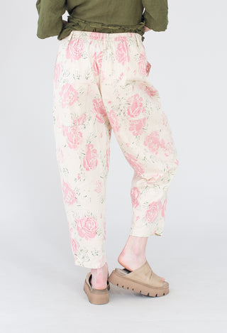 Gaston Poplin Trousers in Pink Rose Print
