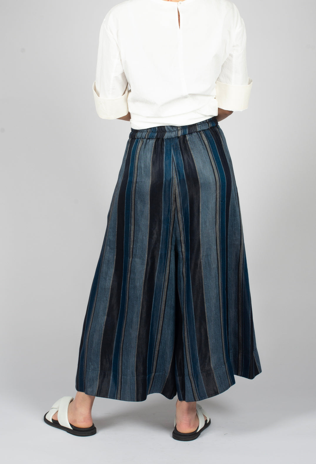 Drawstring Trousers in Blue Stripe