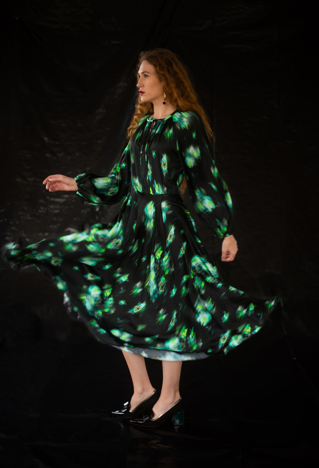 Beatrice B Louise Dress in Green and Black Print Beatrice B Louise Dress in Green and Black Print