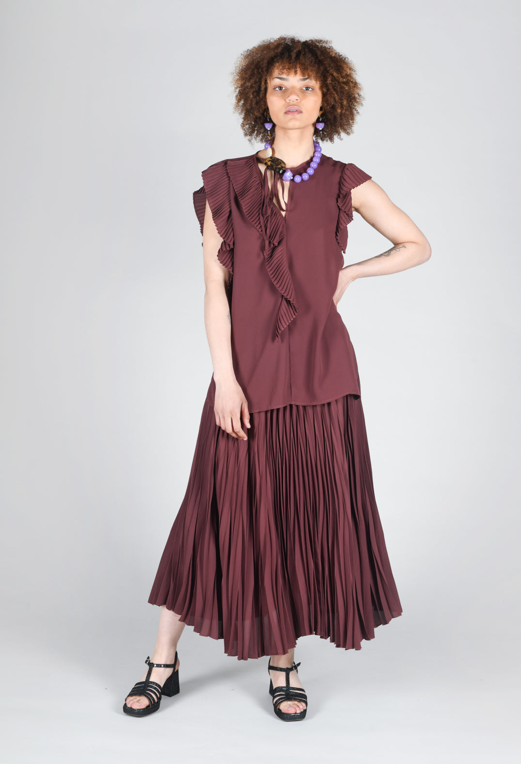 Pleated Skirt in Cocoa