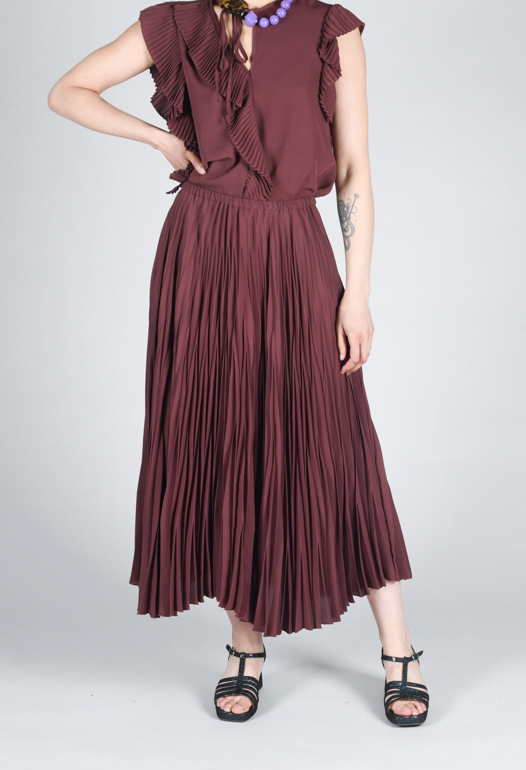 Pleated Skirt in Cocoa